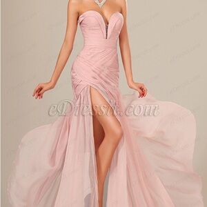 Elegant Strapless Coral Dress